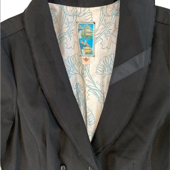 Burning Torch Anthropologie Shabby Chic Black Three Button Blazer Jacket Size S - Picture 4 of 8
